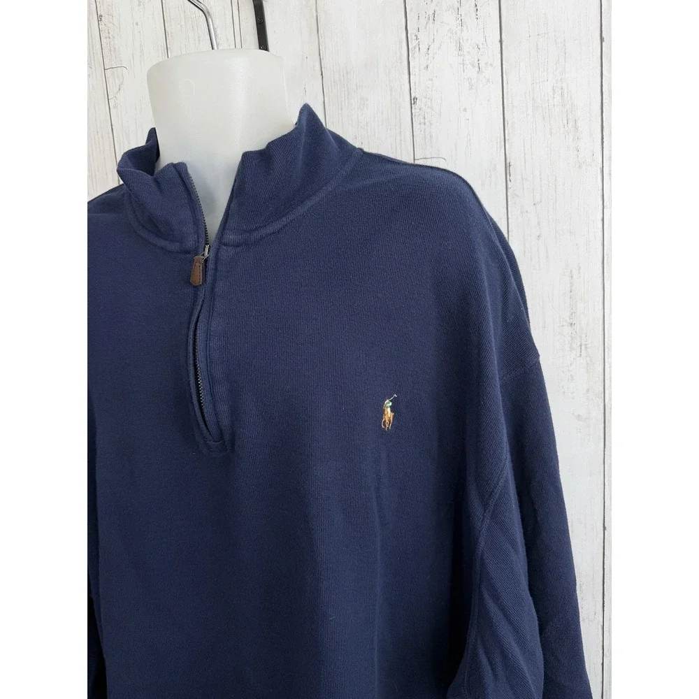 Men's Polo Ralph Lauren Quarter Zip Pullover Estate Rib Navy Size 4XB
